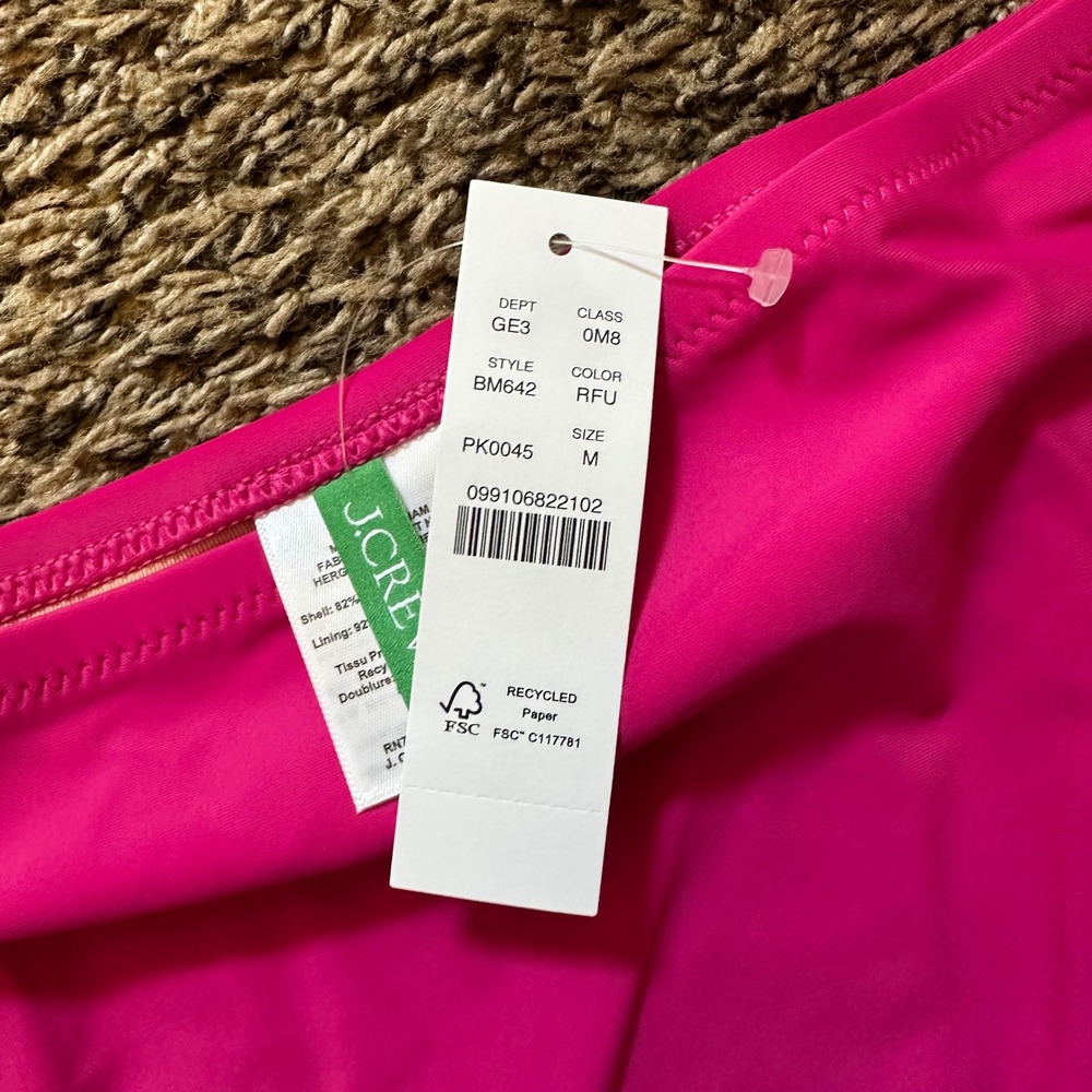 J.Crew High-Waisted Bikini Bottom Swimsuit Hot Pink Full Coverage Size M - Picture 5 of 6
